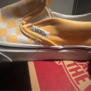 Vans Classic Yellow and White Checkered Slip-Ons